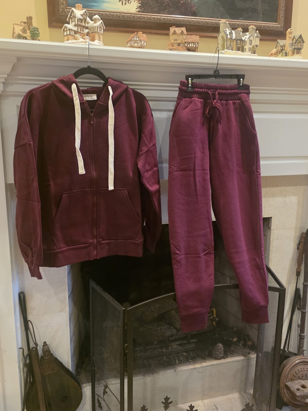 Zenana Outfitters Maroon Track Jogger Set